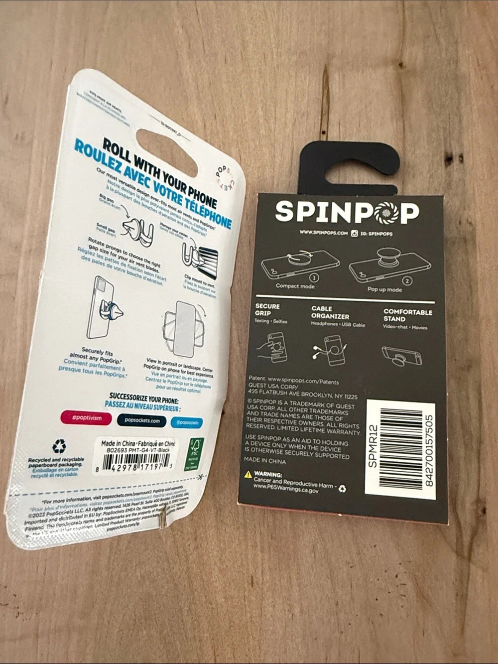 PopSocket SpinPop Magnet Edition Black and White PopMount 2 Set